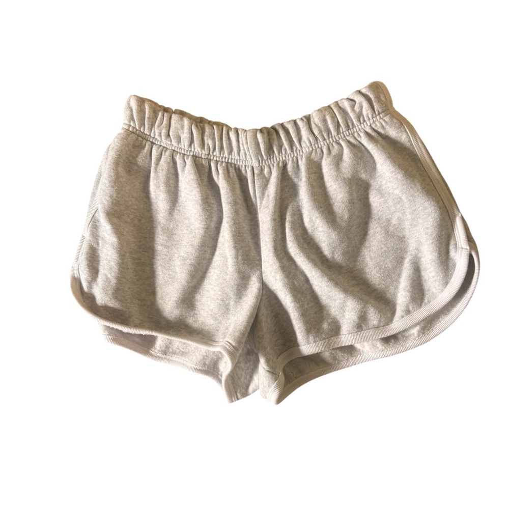 PINK VICTORIAS SECRET Women’s Gray and White Elastic Waist Lounge Shorts Medium